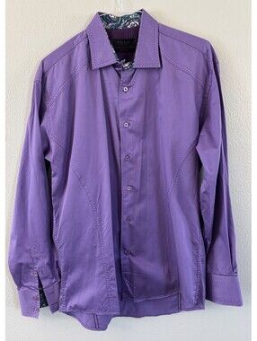 Envy Couture Slim Fit Purple Long Sleeve Saten Dress Shirt Men’s Size Medium